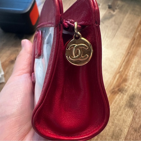 Vinyl CC Logo Cosmetic Pouch Red - Picture 5 of 10